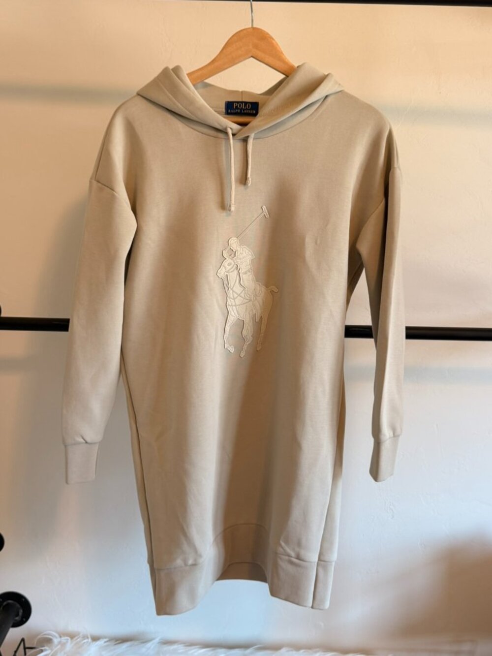 Polo Ralph Lauren Tan Leather Applique Hoodie Dress